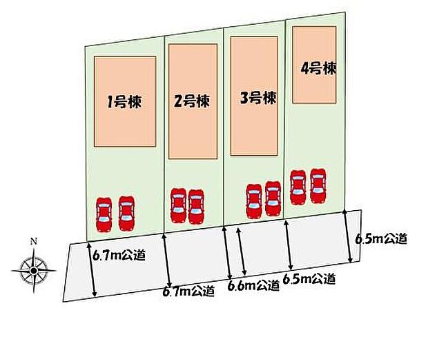 【≪全体区画図≫】きれいな整形地♪前面道路6mで駐車も楽々♪