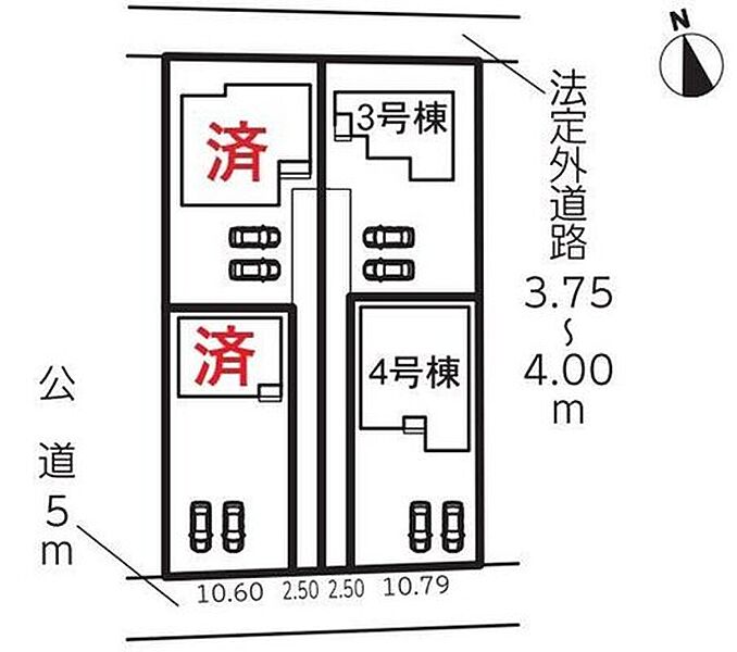 １号棟　ご成約済み
２号棟　ご成約済み
３号棟　１，８９０万円
４号棟　２，１８０万円

全棟並列２台駐車可能なカースペースを確保しました♪