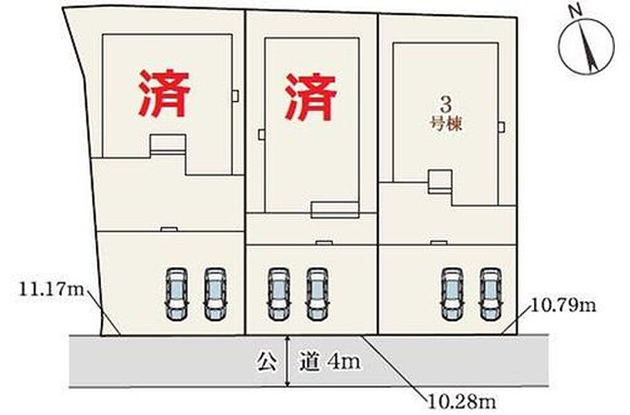  １号棟　ご成約済み
２号棟　ご成約済み
３号棟　１，９９０万円

並列２台分の駐車スペースを確保しました♪