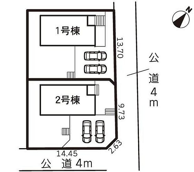 １号棟　２，５８０万円
２号棟　２，６８０万円

並列２台分の駐車スペースを確保しました♪