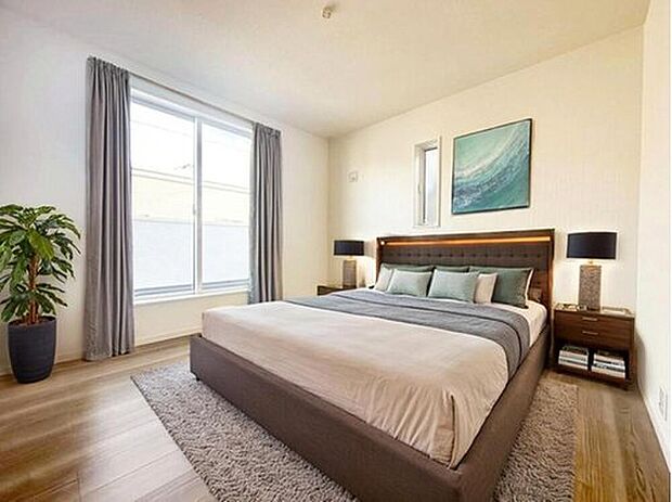 3号棟
2面採光を施したため、晴れの日の日中はいつも明るい室内に。(現況の物件写真に、CG による画像処理を行っています。家具、家電、照明器具、小物、カーテン、その他のイメージはCG です)