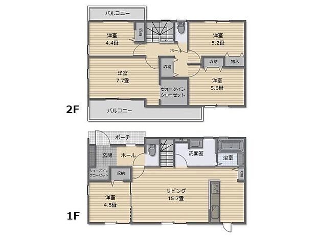 (1号棟)、価格2620万円、5LDK、土地面積289.01m2、建物面積106m2