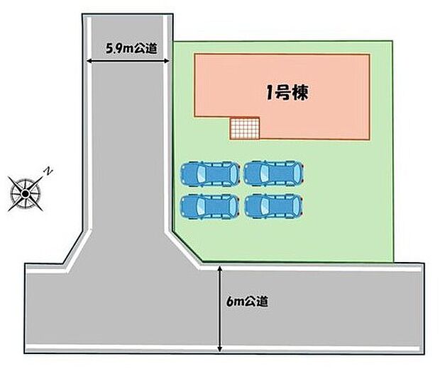 １号棟　２，２９０万円
ゆとりあるカースペース♪4台駐車可能◎お車の出し入れもスムーズです！