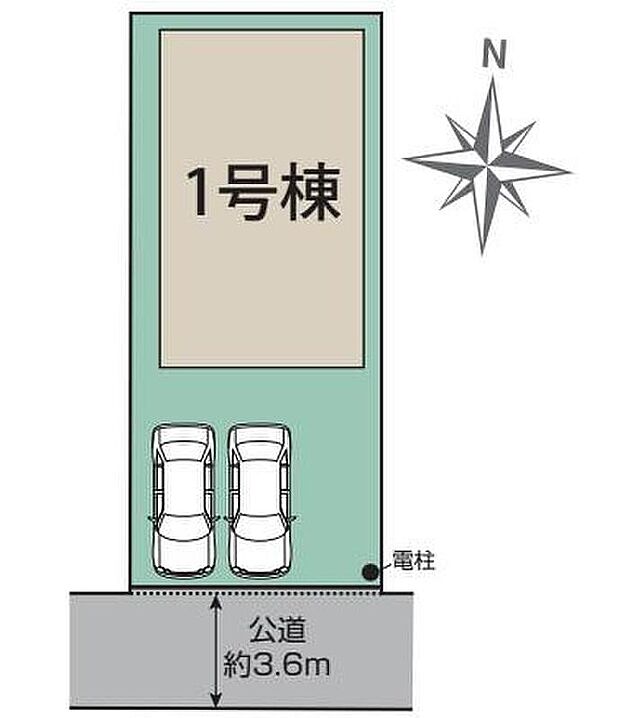 【全体区画図】１号棟　４，０８０万円

並列２台駐車可能なカースペースあり♪