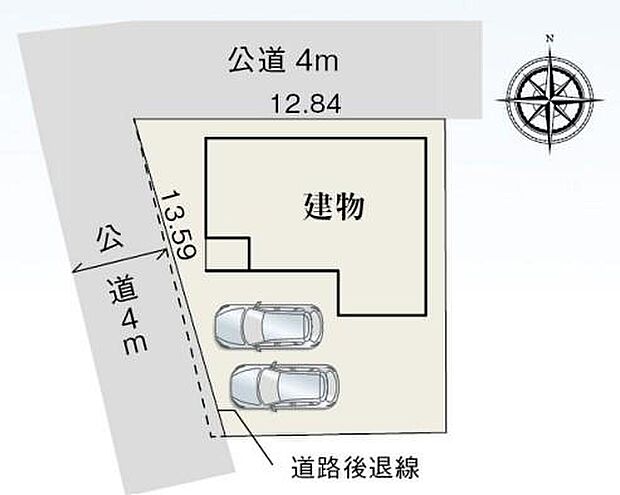 【全体区画図】１号棟　２，８８０万円

並列２台分のカースペースあり♪