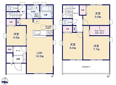 ☆LDK広々16.5帖！リビングが見渡せる対面式キッチン♪
☆水回り集中設計！効率的でストレスのない家事動線◎
☆玄関にSC、主寝室に大容量のWICなど収納豊富♪
☆明るい南向きバルコニーでお洗濯も快適♪ 