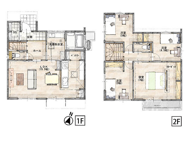 【4LDK】◆パントリー完備で食品や日用品のストックも安心です◎
◆寝室は約7帖!ウォークインクローゼット付きで夫婦の洋服もたっぷり収納できます♪