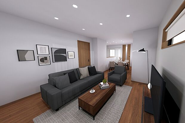 【4号地　LDKイメージCG】※イメージのため、実際と異なる場合がございます。CGパースと現況が異なる場合は現況が優先となります。