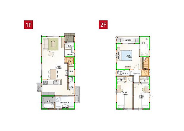 間取りは3LDKとプライベートスペースを確保しつつ、家族団らんもできる住まいです♪※完成予想図