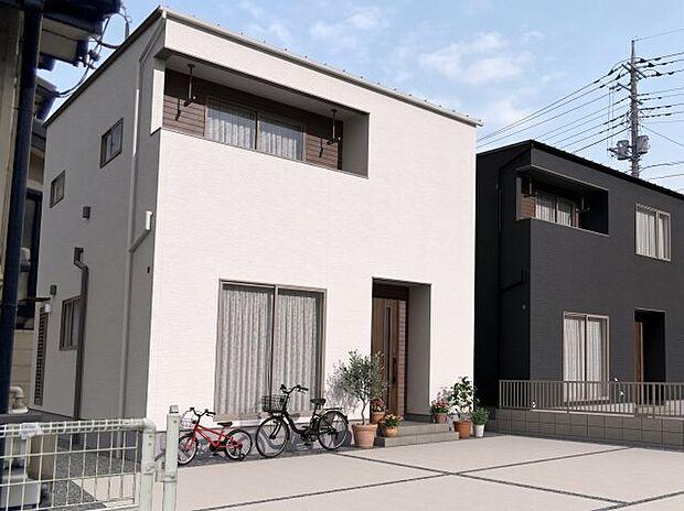 白を基調としたスタイリッシュな外観。駐車3台可能の3LDK物件です!※画像はイメージです。