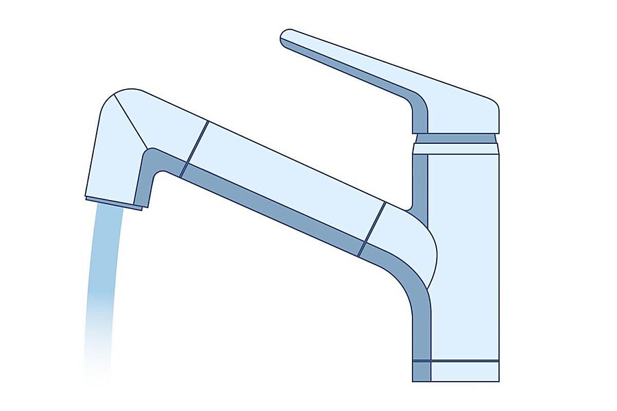 ■スッキリとしたデザインの浄水器一体型水栓。安心しておいしい