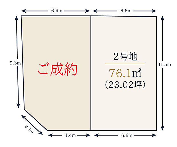 【建築条件無し土地のご購入も可能！】
お好きなハウスメーカー・工務店で建築いただけます。
2号地：土地価格2999万円／土地面積76.1ｍ2