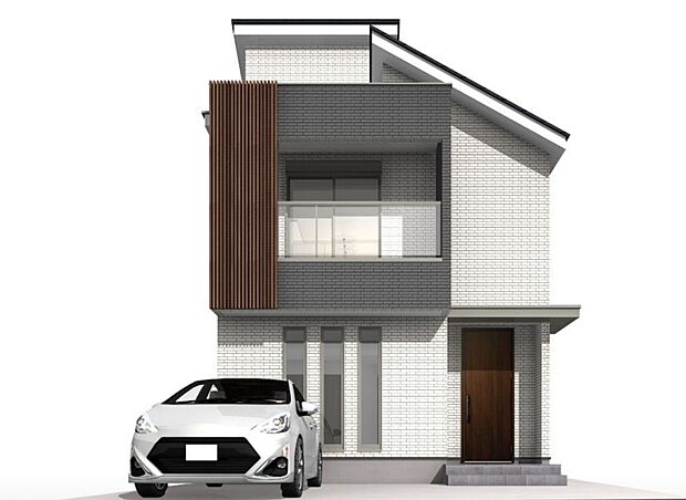 【外観参考パース（No2区画）】土地価格8,200万円、建物価格3,830万円、建物面積102.68m2
本プランは一例で採用は土地ご購入者様の判断に委ねられます。※家具調度品は価格に含まれません。詳しくは係員にお尋ね下さい。