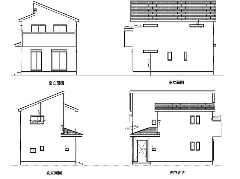 各方向からの立面図