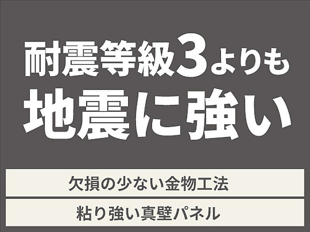 【耐震等級3】さらに、基準以上の耐力壁を追加し耐震性を強化。等級には表れない、本当に必要な強さを備えた住宅です
