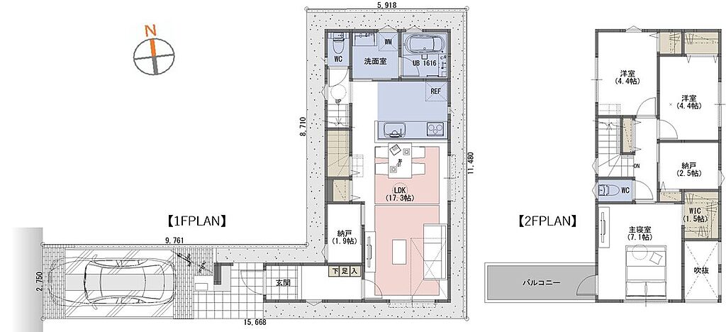間取り図（B号棟）■3LDK+ WIC+納戸+階段下収納