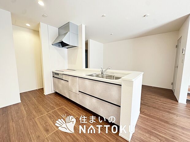 現地写真（キッチン）
収納たっぷりのシステムキッチン、浄水器付水栓を標準装備しています。
