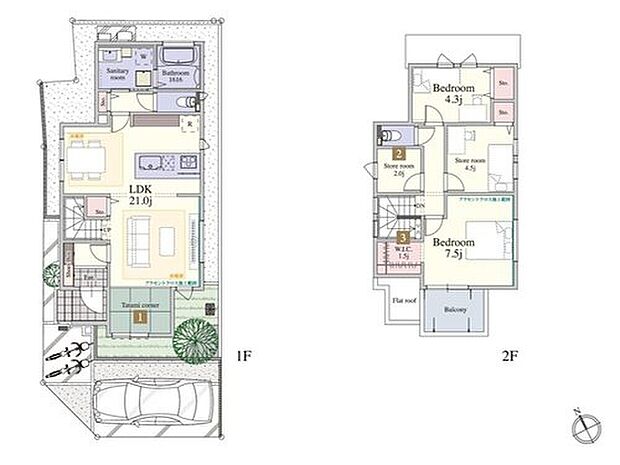 (1号棟)、価格 未定 、2LDK+2S、土地面積108.62m2、建物面積95.34m2