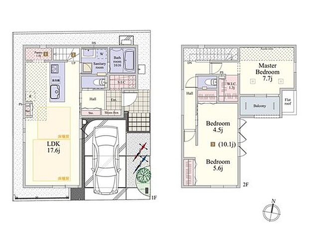 【3LDK】「シューズインクローゼット」や「パントリー」を備えた収納充実な3LDKプランです。各居室の陽あたりも良好で明るい住まいとなります。