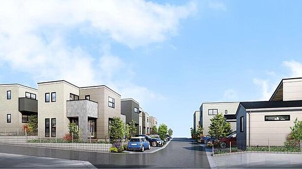 【【第一期の街並み】】一体感のある街並みの中に、一邸ごとの表情が感じられる住まい
※外観パースのため実際とは異なる場合がございます