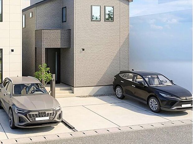 【【完成イメージ(駐車スペース)】】2台分の駐車スペースを確保しました。セカンドカー、来客用に困らない住まいです。
※完成イメージパースのため、実際と異なる場合がございます