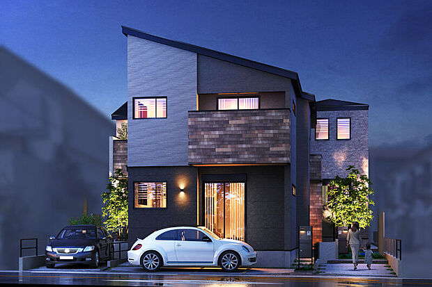 【【灯かりのいえなみ協定(R)】】暗くなると自動点灯。街全体を照らすことで、美しい景観を創出するとともに、地域全体の安全性と防犯性を高めます。