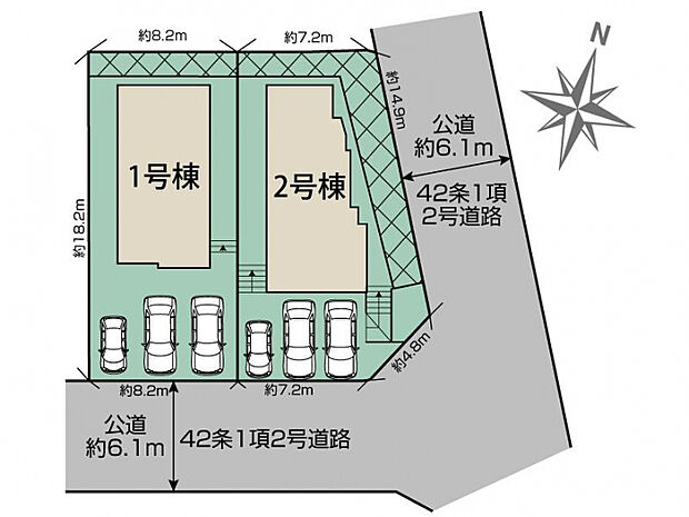 奈良市敷島町1丁目2棟 区画図