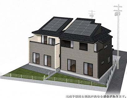 【外観完成予想図（左1号棟、右2号棟）】
