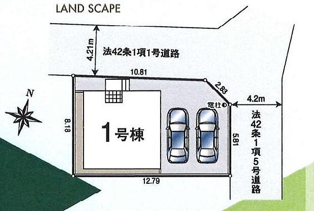 ＪＲ川越線「的場」駅徒歩１７分♪北東角地に佇む１棟です。カースペースは並列２台分ご用意♪家族分の自転車を駐輪したり、来客用の駐車スペースとしてもお使いいただけます。