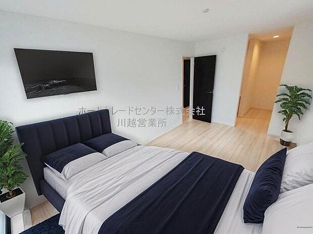 大きなベッドを置いてもゆとりのある広さ！収納完備しておりますので、家具が少なく済みます！お掃除もラクラクですね♪※家具をCGで加工しています。家具付き販売ではございません。