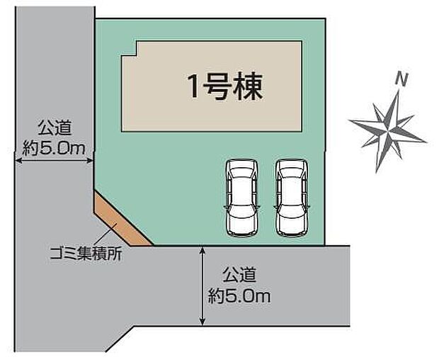 通風採光良好の南西角地♪敷地５６坪超え・南庭付きの理想的なお住まいです！カースペース２台分ございますので、家族分の自転車を駐輪したり、来客用の駐車スペースとしてもお使いいただけます。