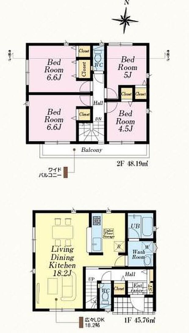 (４号棟)、4LDK、土地面積117.58m2、建物面積93.95m2