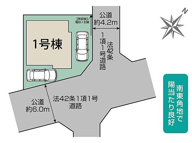 通風採光良好の南東角地♪小学校・コンビニ・DS等が徒歩圏内!カースペースは2台分完備♪家族分の自転車を駐輪したり、来客用の駐車スペースとしてもお使いいただけます。