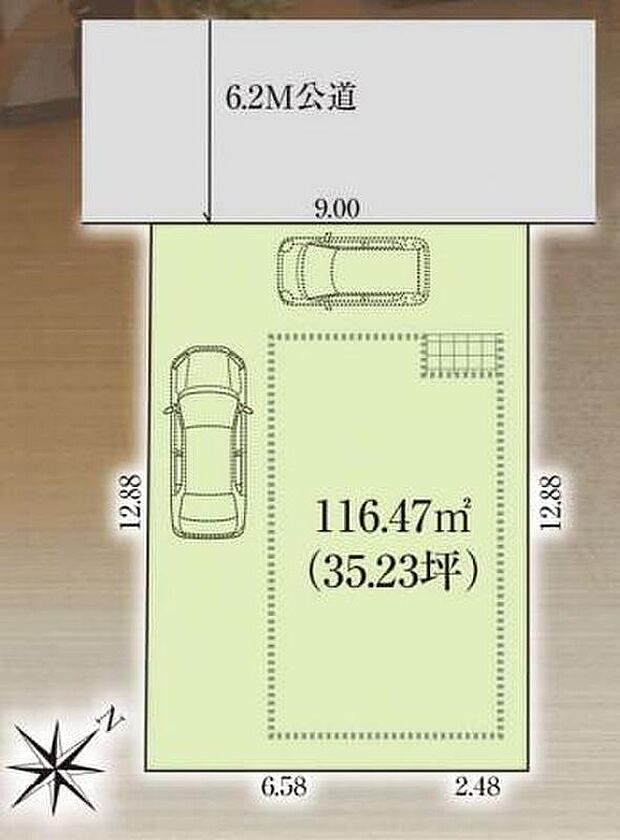 きれいな整形地を生かして開口部を広く設計しました♪カースペース２台分（車種による）♪駐輪場や来客用の駐車スペースとしてもお使いいただけます。