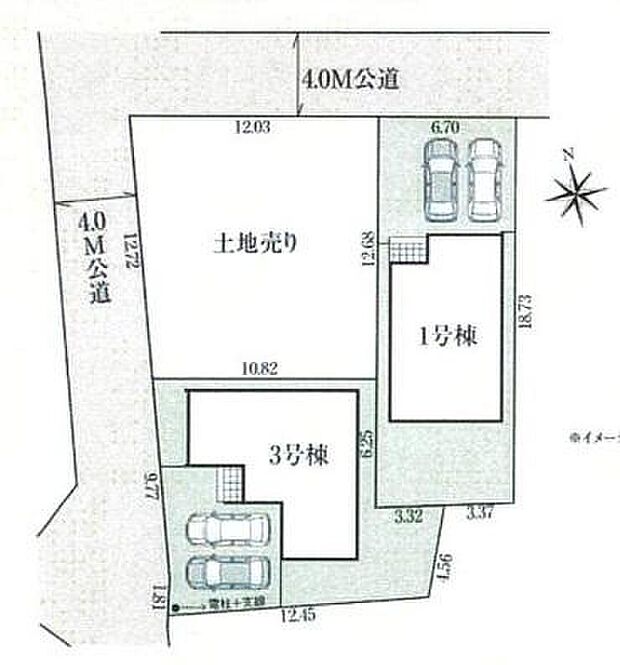 閑静な住宅街に佇む南向き全3棟♪カースペースはゆとりの3台駐車可能。駐輪場として、来客時や将来お子様も車を持たれた時など何かと重宝します。物置スペースとしてのご活用も◎♪