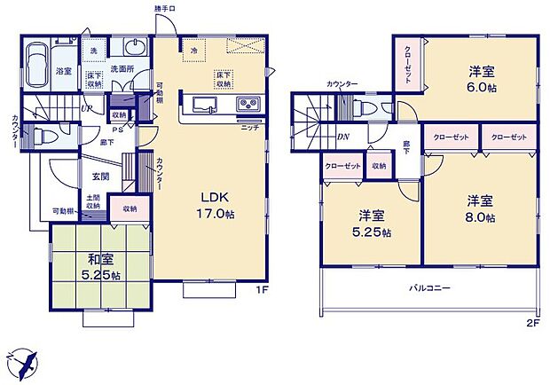 (２号棟)、4LDK、土地面積154.95m2、建物面積104.13m2