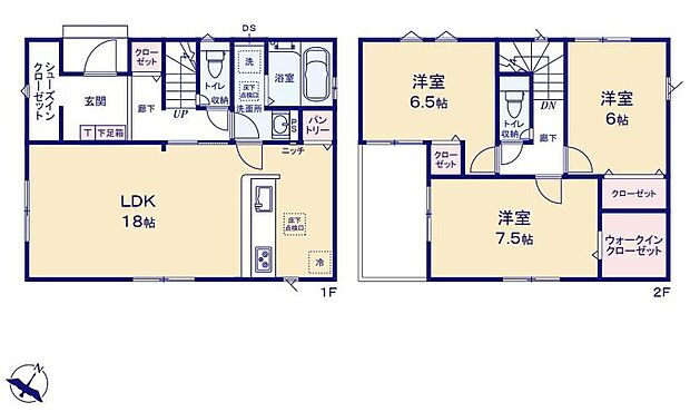 (1号棟)、3LDK、土地面積100.26m2、建物面積96.05m2