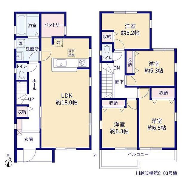 (3号棟)、4LDK、土地面積201.08m2、建物面積101.02m2