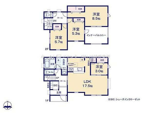 【4LDK】☆ゆとりの１７．５帖LDK☆
リビングに隣接する洋室の仕切りを開けると２０帖超えの大空間に！リビングの延長としてひろびろとお使いいただけます。キッズコーナーやお昼寝コーナーに最適♪