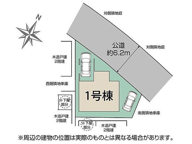 【全体区画図】東武東上線「霞ヶ関」駅徒歩12分の毎日の通勤通学に大変便利な立地です♪強烈な日差しや、雨風、ホコリなどから大切な車を守るビルトインガレージ完備!