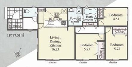 ☆バリアフリーな平屋建て☆
階段がなく水平移動で暮らせるので、小さなお子様やご年配の方でも安心してお住まいいただけます。パントリー付きで収納も豊富です！WIC・SIC完備♪ 