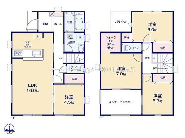 【4LDK】☆WIC付き主寝室☆
２階の主寝室となる７帖の洋室は、バルコニーに面した大きな窓があり明るい印象。WIC完備でタンスを置かずにすっきりお使いいただけます♪