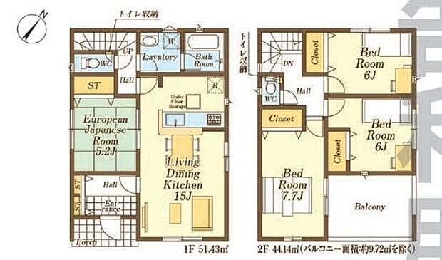 【4LDK】☆開放感溢れる角地☆角地の立地を活かして開口部を多く設けています！お部屋の隅々まで陽射しが届き、どのお部屋でも気持ちよくお過ごしいただけます♪