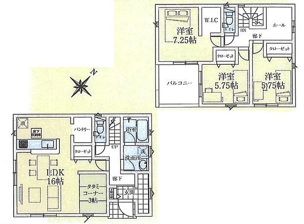 【3LDK】(建物面積:ルーフバルコニー面積7.29m2除く)キッチンからも目が届きやすく、小さいお子様の遊び場として、休日のお昼寝スペースとしても重宝する、3帖の畳コーナー付き♪