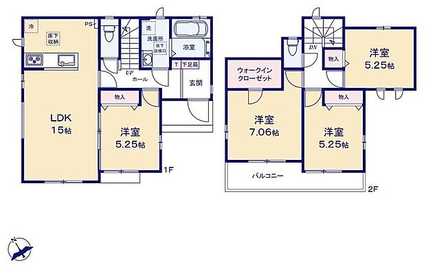 【4LDK】リビングに隣接する洋室を開放すると２０帖超えの大空間に！リビングの延長として広くお使いいただけます。キッズコーナーやお昼寝コーナーにも最適♪主寝室にWIC完備♪