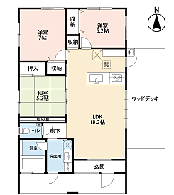 LDKは18.2畳♪サニタリールームは外から直接出入りできます！汚れた服やウエットスーツでも安心です！（121-10棟）