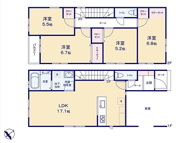 価格3880万円、4LDK、土地面積92.6m2、建物面積105.36m2