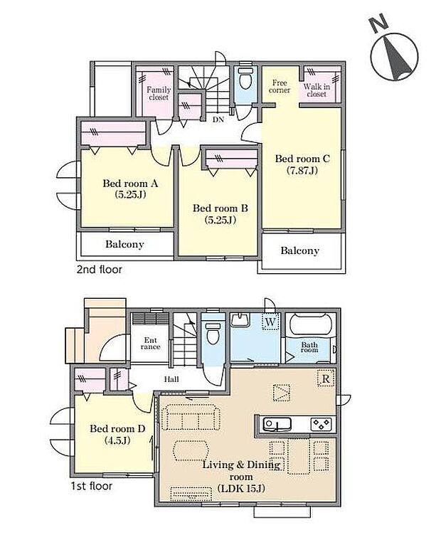 (D号棟)、価格5490万円、4LDK、土地面積105.85m2、建物面積95.64m2