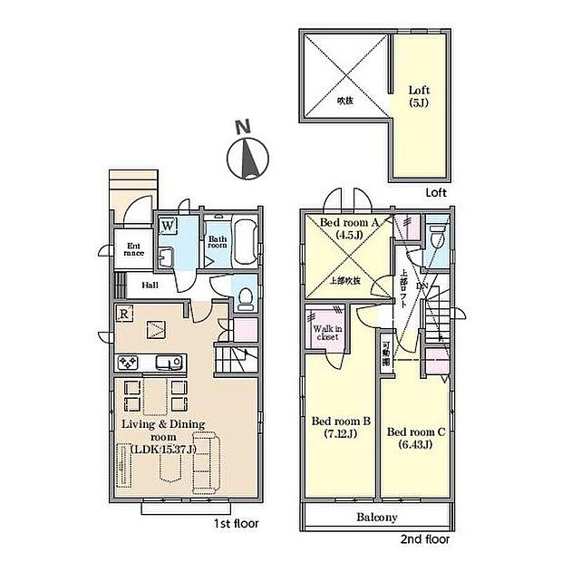 【3LDK】2階に居室をまとめてプライベートの時間も充実♪
家族が自然と顔を合わせるリビングイン階段を採用
☆玄関入ってすぐの洗面室で帰宅後にすぐ手を洗えて
衛生的。ワンちゃんのお散歩後も便利に使えます◎