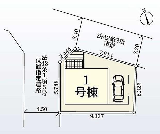 【全体区画図】お車1台分の駐車スペースを確保しました!